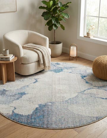 Blue Gray Andromeda Round Rug