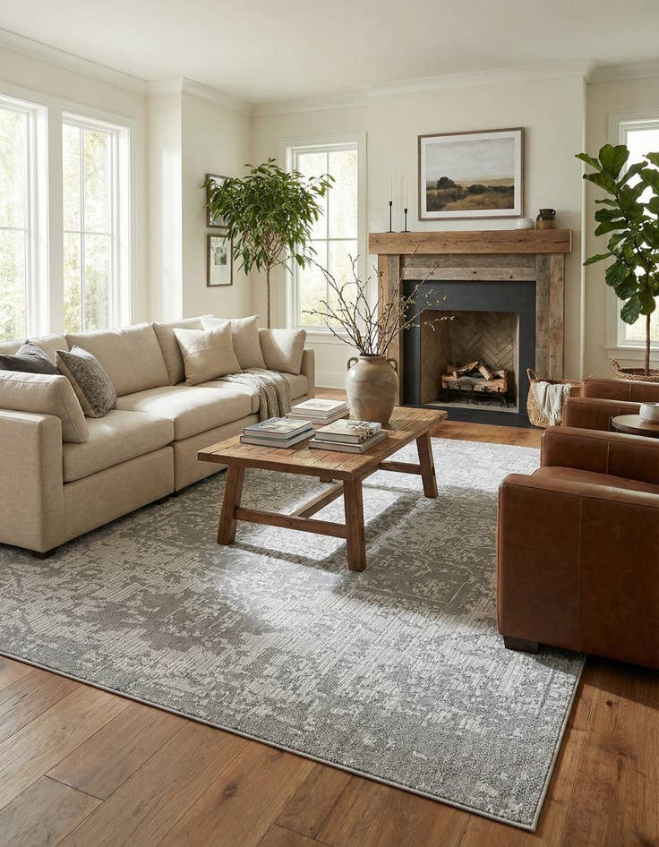 Detail image of  9' x 12'  Washable Traditional Indoor / Outdoor Rug