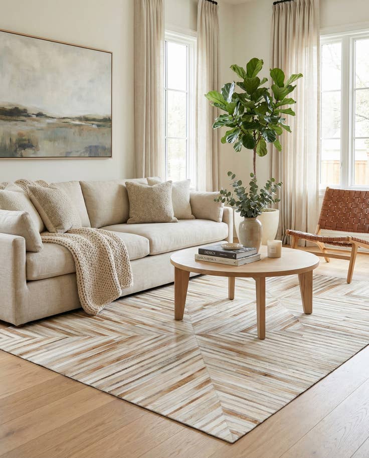 Detail image of 5' x 8' Cowhide Stocks Rug