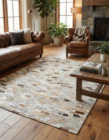 4' x 4' 8 Cowhide Stocks Rug