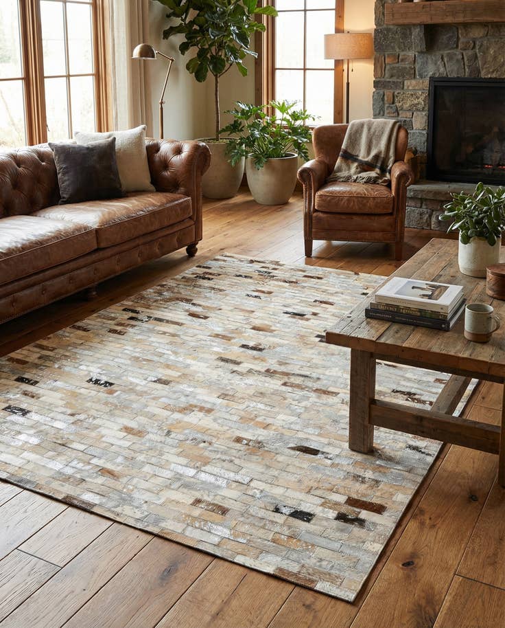 Detail image of 4' x 4' 8 Cowhide Stocks Rug