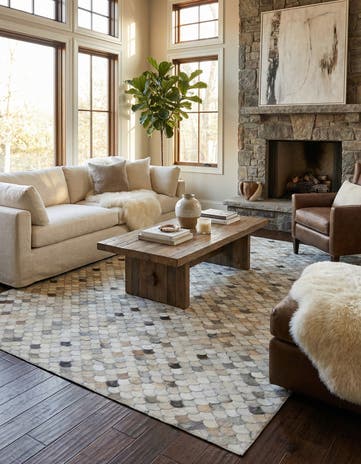 5' 1 x 7' 10 Cowhide Leather Rug