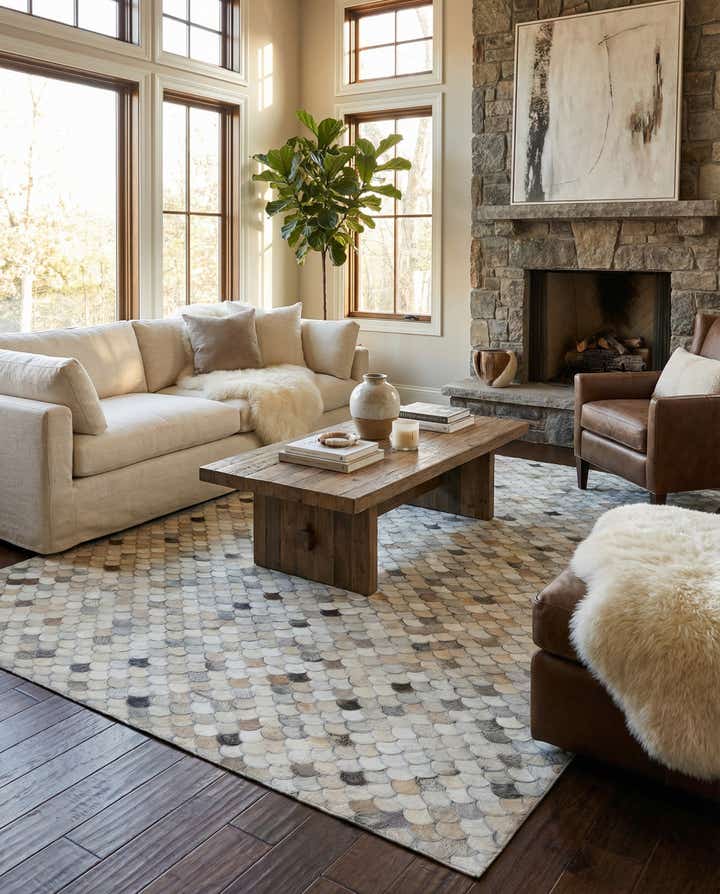 5' 1 x 7' 10 Cowhide Leather Rug