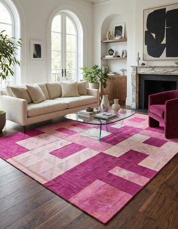 7' 4 x 10' Hand Woven Patchwork Wool Rug
