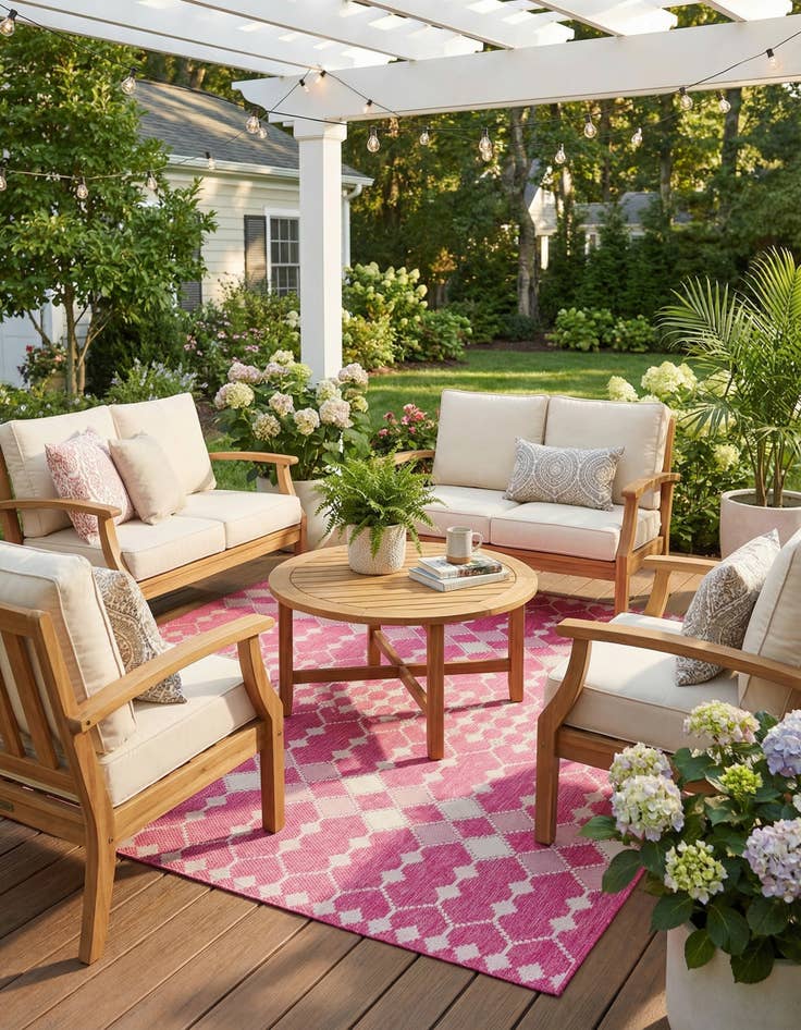 Detail image of  10' x 10'  Washable Lattice Indoor / Outdoor Square Rug