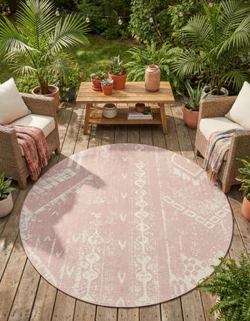 10' 8 x 10' 8 Easy-Clean Bohemian Indoor / Outdoor Round Rug