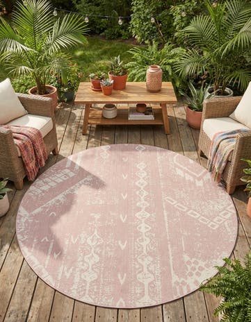 10' 8 x 10' 8 Easy-Clean Bohemian Indoor / Outdoor Round Rug