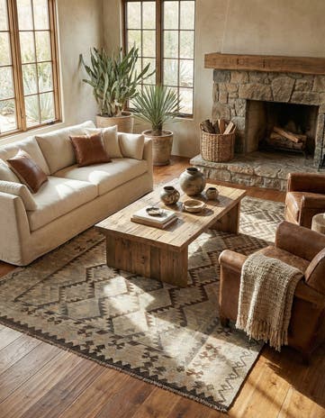6' 9 x 9' 7 Hand Woven Kilim Maymana Wool Rug