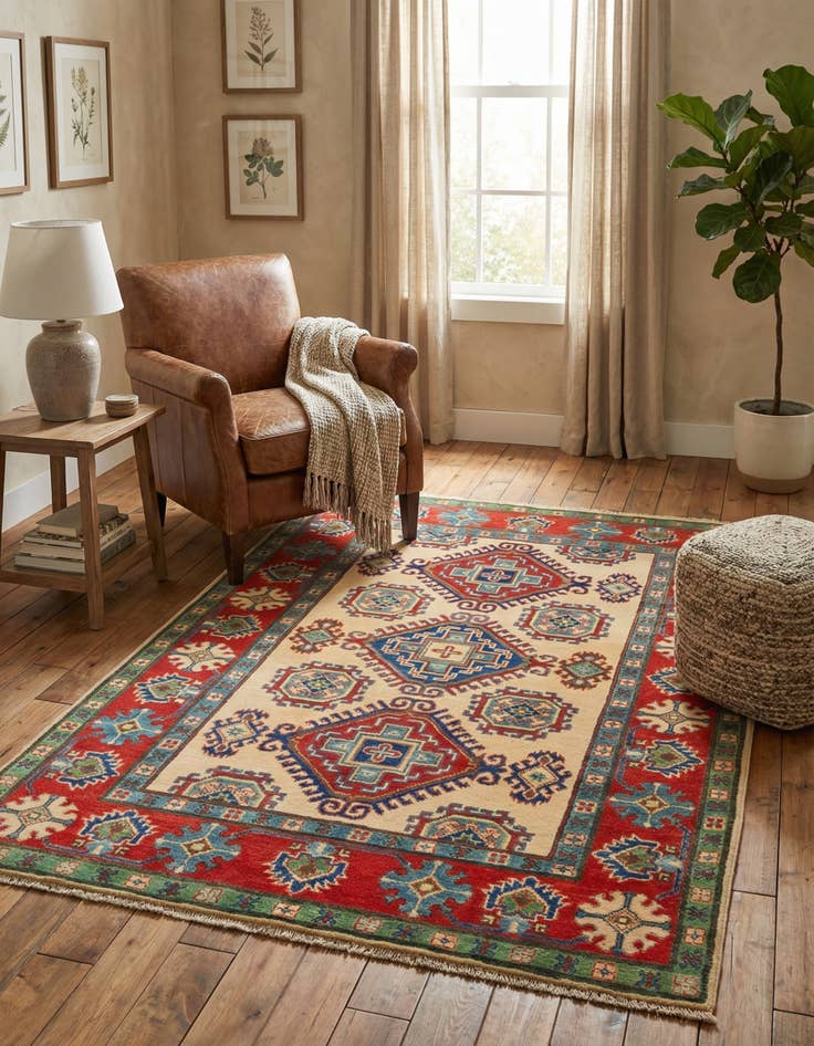 Detail image of 3' 10 x 5' 10  Hand Knotted Kazak Rug