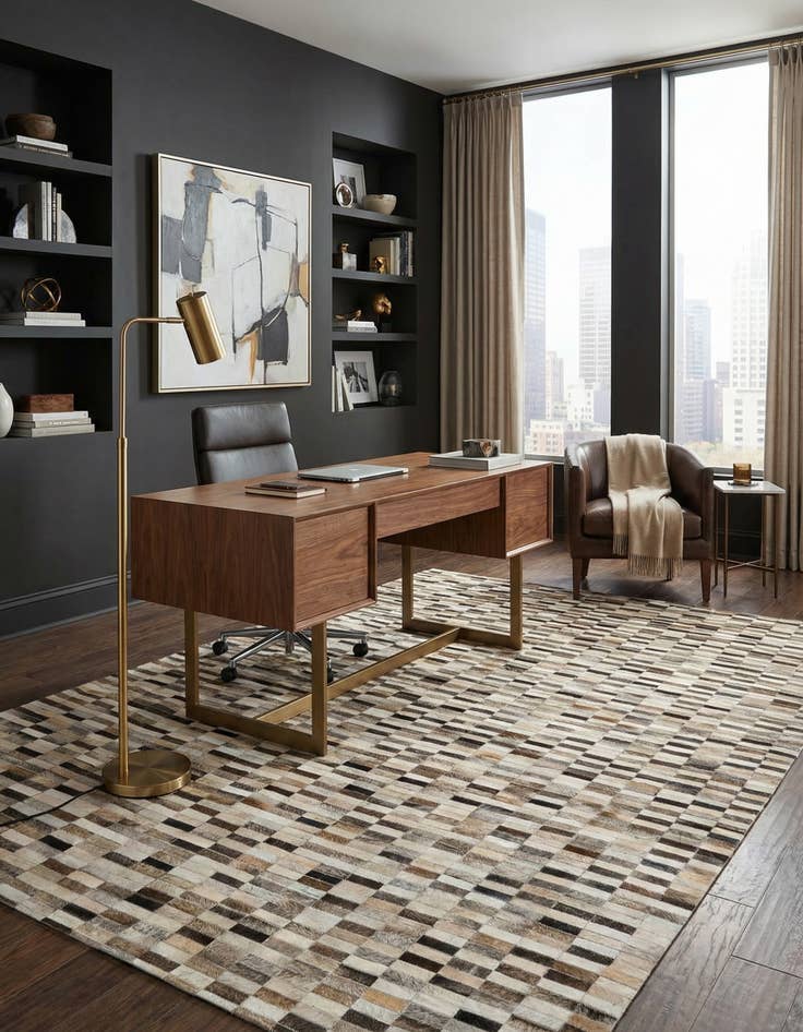 Detail image of 6' x 8' 11 Cowhide Stocks Rug