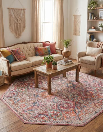 7' 10 x 7' 10 Washable Nostalgia Octagon Rug