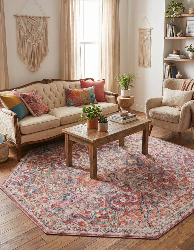 Detail image of  7' 10 x 7' 10  Washable Nostalgia Octagon Rug