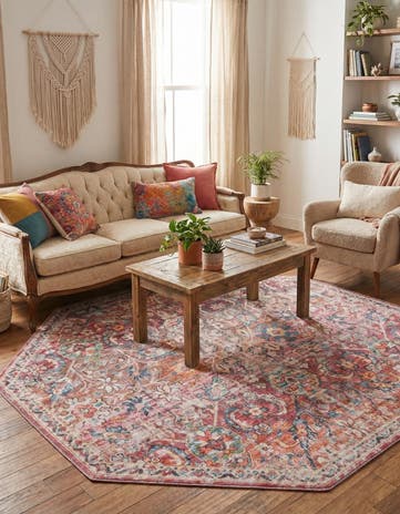 7' 10 x 7' 10 Washable Nostalgia Octagon Rug