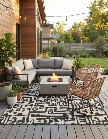 7' 10 x 10' Easy-Clean Modern Indoor / Outdoor Rug