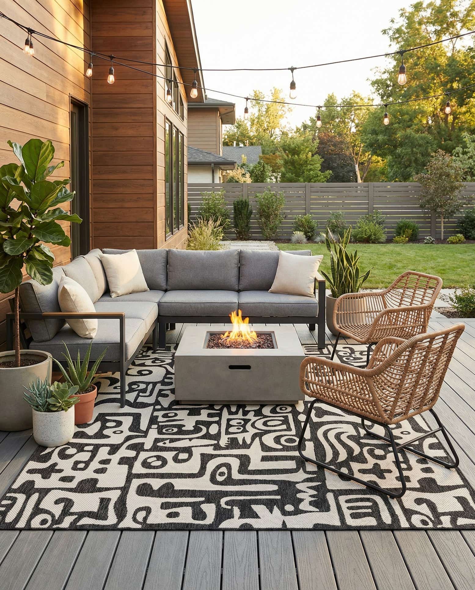 7' 10 x 10' Easy-Clean Modern Indoor / Outdoor Rug