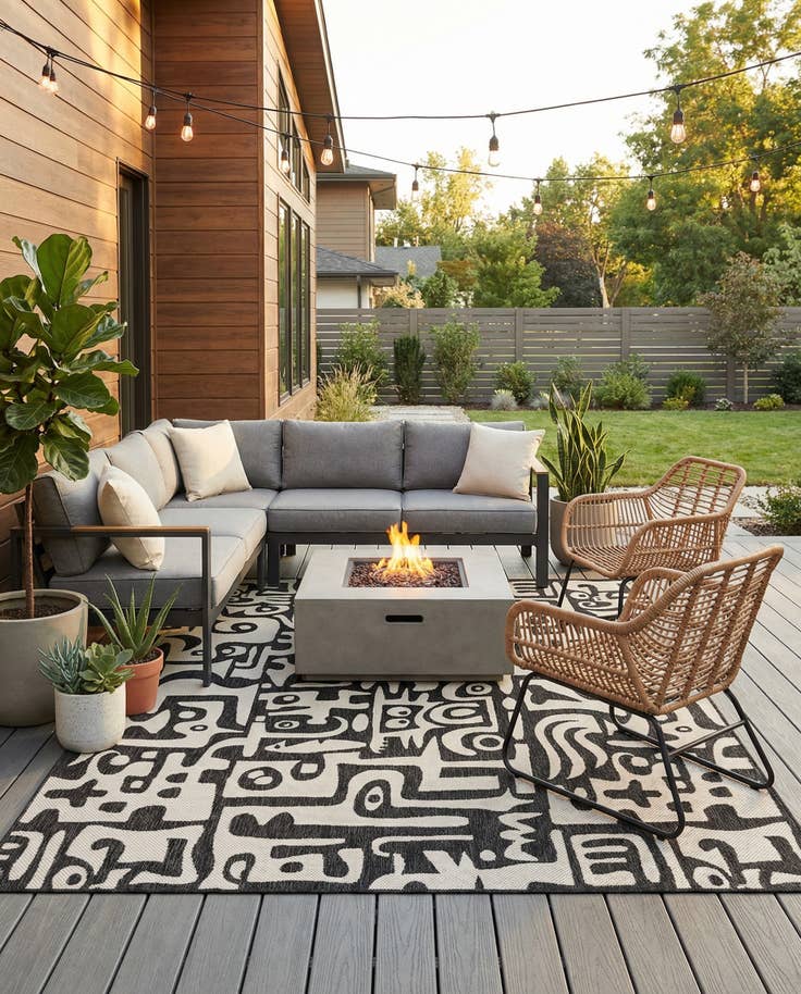 Detail image of 7' 10 x 10' Easy-Clean Modern Indoor / Outdoor Rug