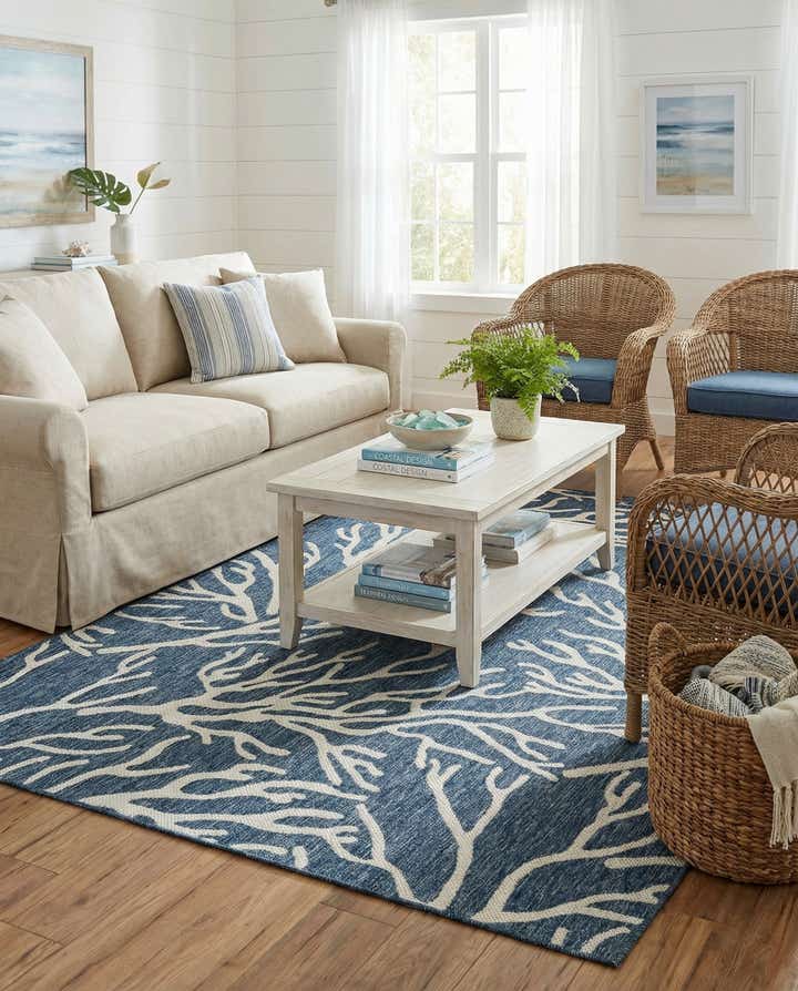 5' 3 x 8' Easy-Clean Coastal Indoor / Outdoor Rug