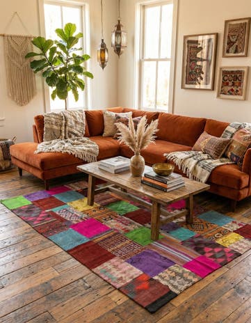 6' 6 x 9' 4 Hand Woven Kilim Patchwork Wool Rug