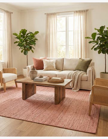 Light Pink Handmade Braided Jute Rug