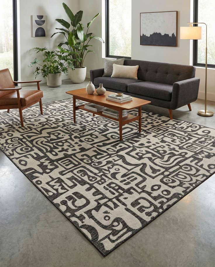 Detail image of 10' x 14' Easy-Clean Modern Indoor / Outdoor Rug