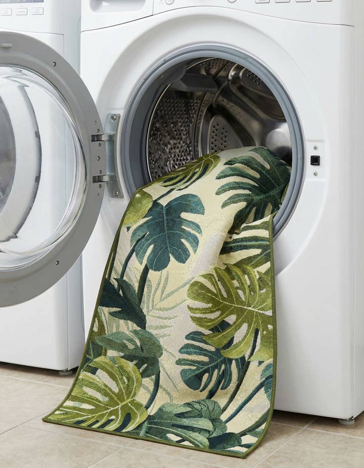 Detail image of 2' 7 x 7'  Washable Botanical Indoor / Outdoor Runner Rug