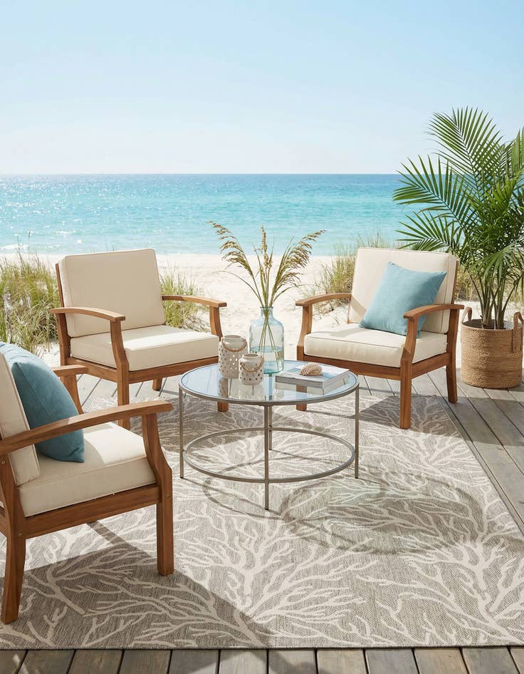 Detail image of 9' x 12'  Washable Coastal Indoor / Outdoor Rug