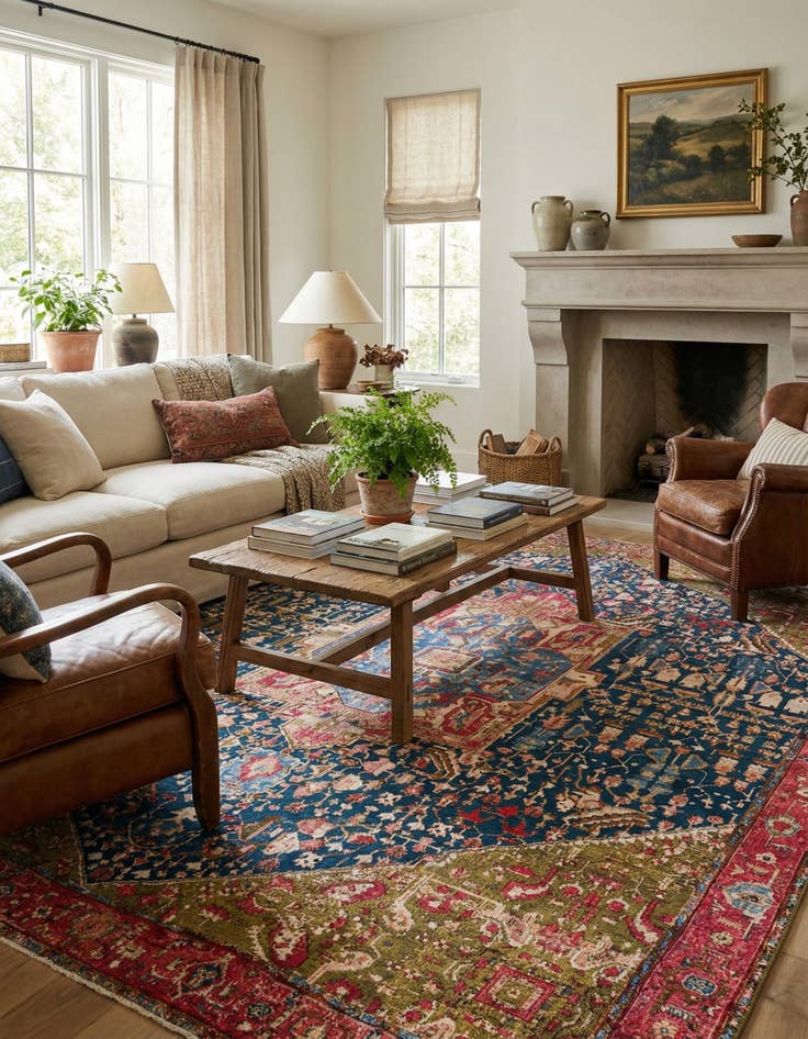 Detail image of 10' x 13' Easy-Clean Traditional Indoor / Outdoor Rug