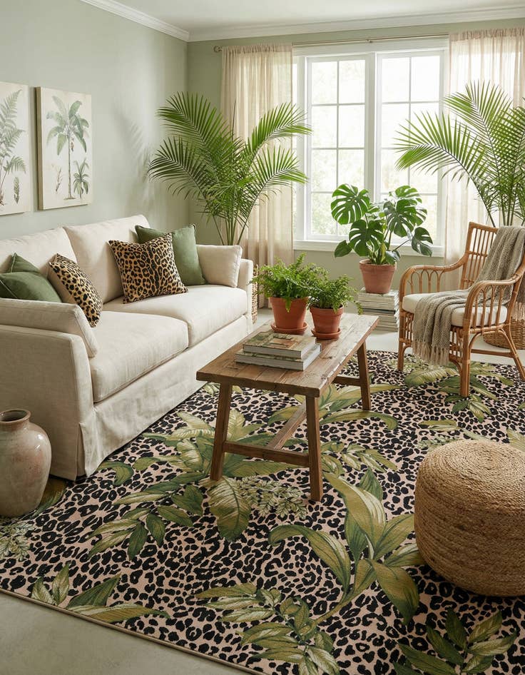 Detail image of  10' x 12'  Washable Botanical Indoor / Outdoor Rug