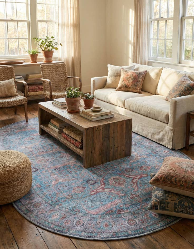 Detail image of 5' 3 x 8'  Washable Maahru Oval Rug