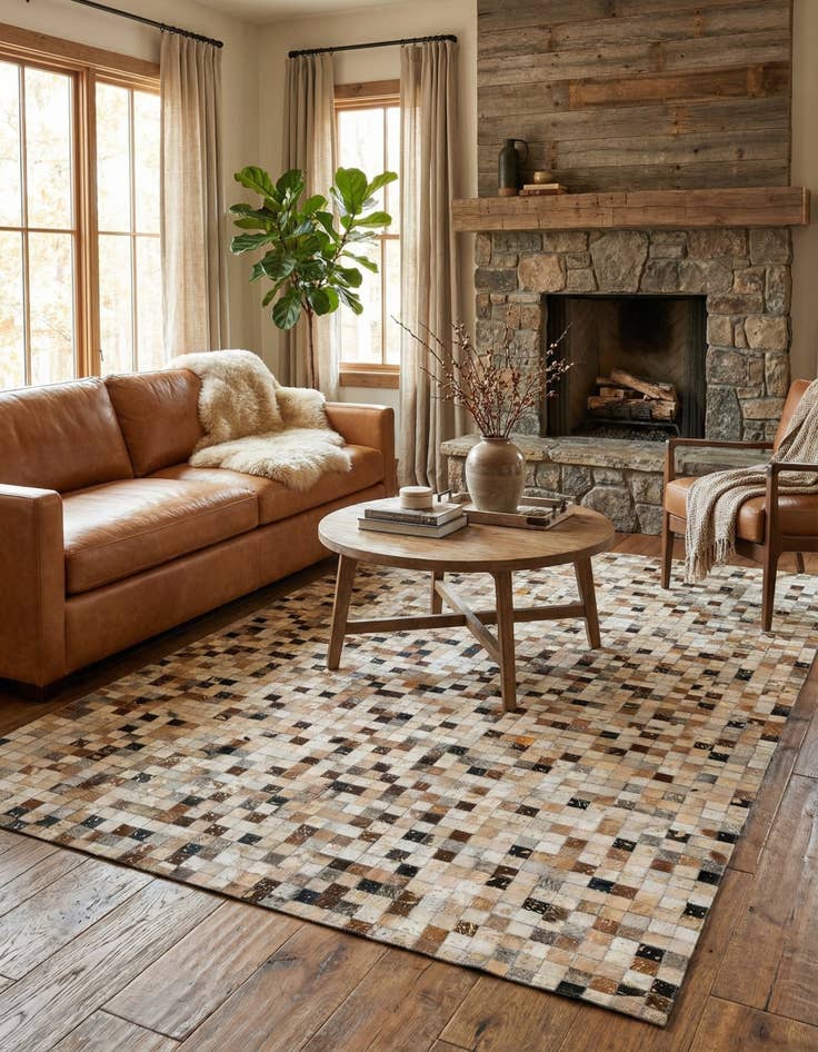 Detail image of 4' 11 x 7' 10 Cowhide - Patchwork Rug