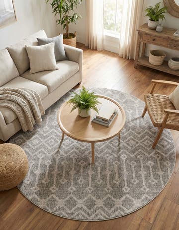 Gray Eco Trellis Round Rug