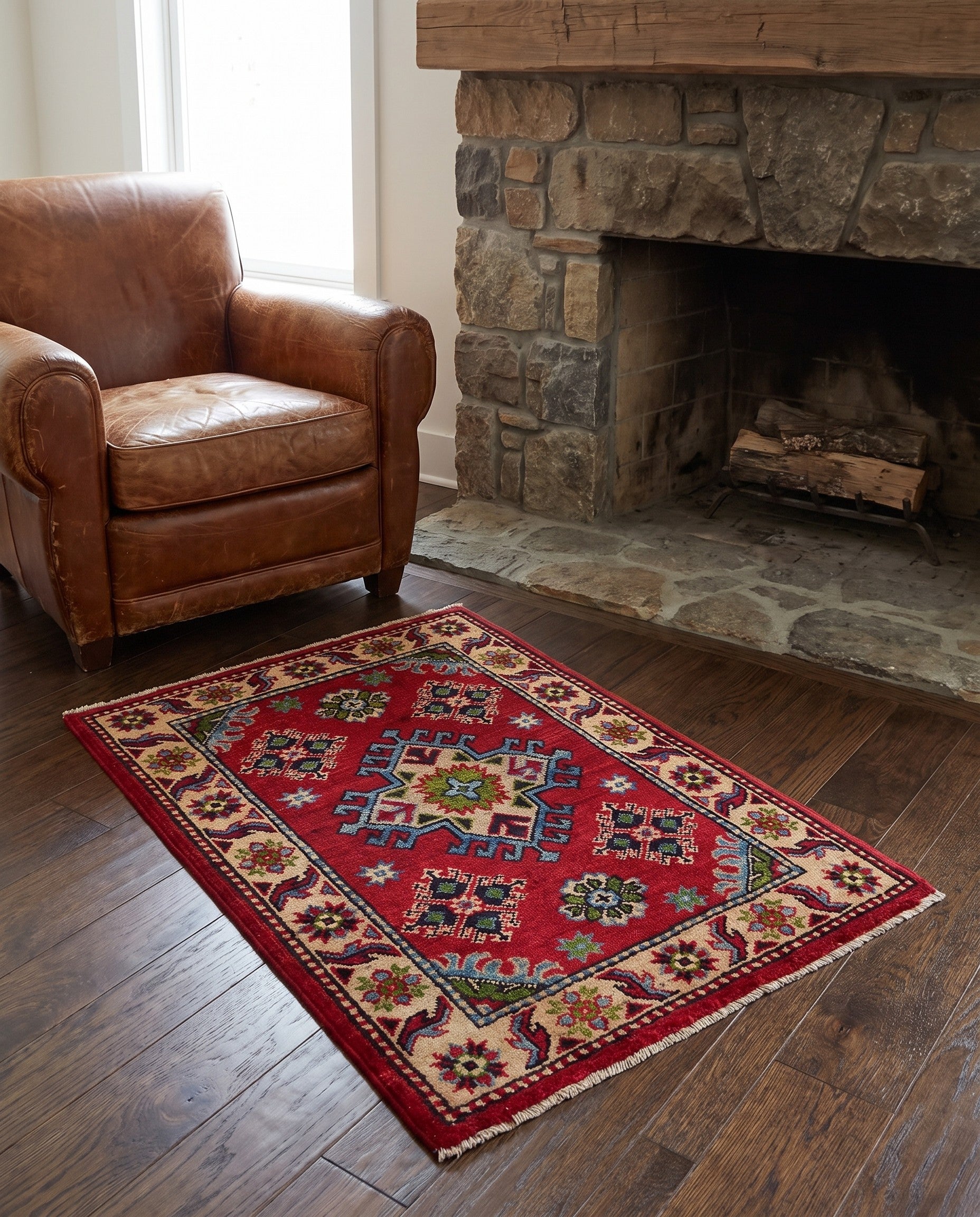 2' 1 x 3' Hand Knotted Kazak Rug