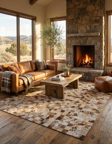 8' x 10' Cowhide Leather Rug