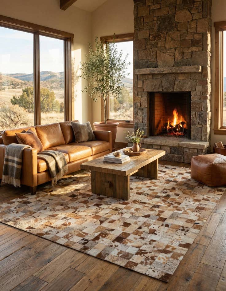 Detail image of  8' x 10' Cowhide Leather Rug