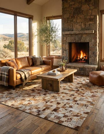 8' x 10' Cowhide Leather Rug