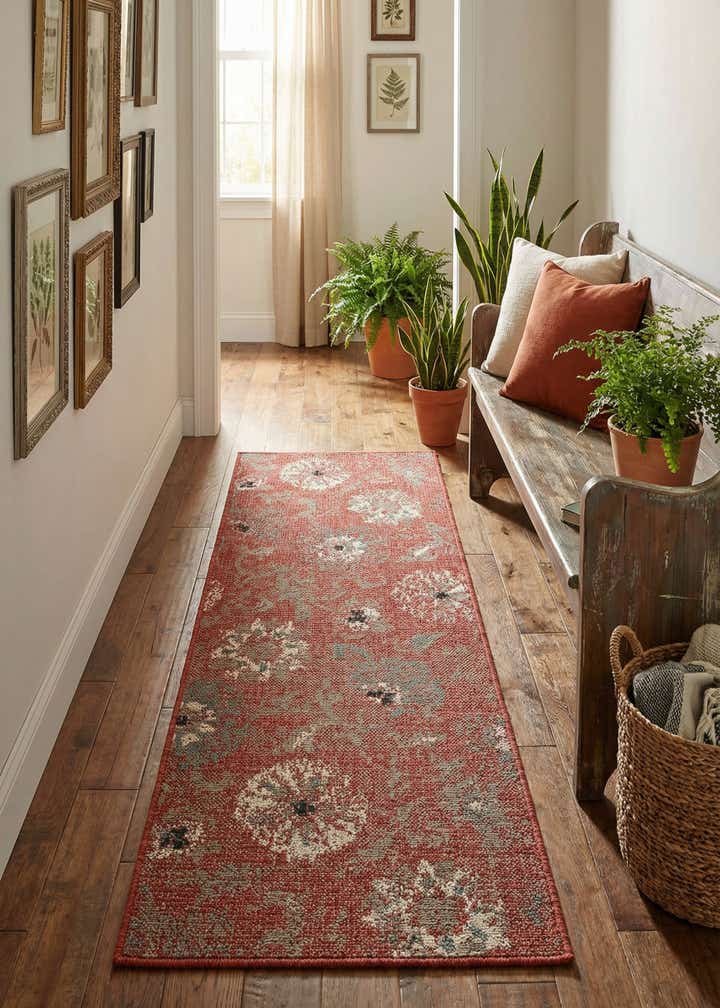 2' x 5' Easy-Clean Botanical Indoor / Outdoor Runner Rug