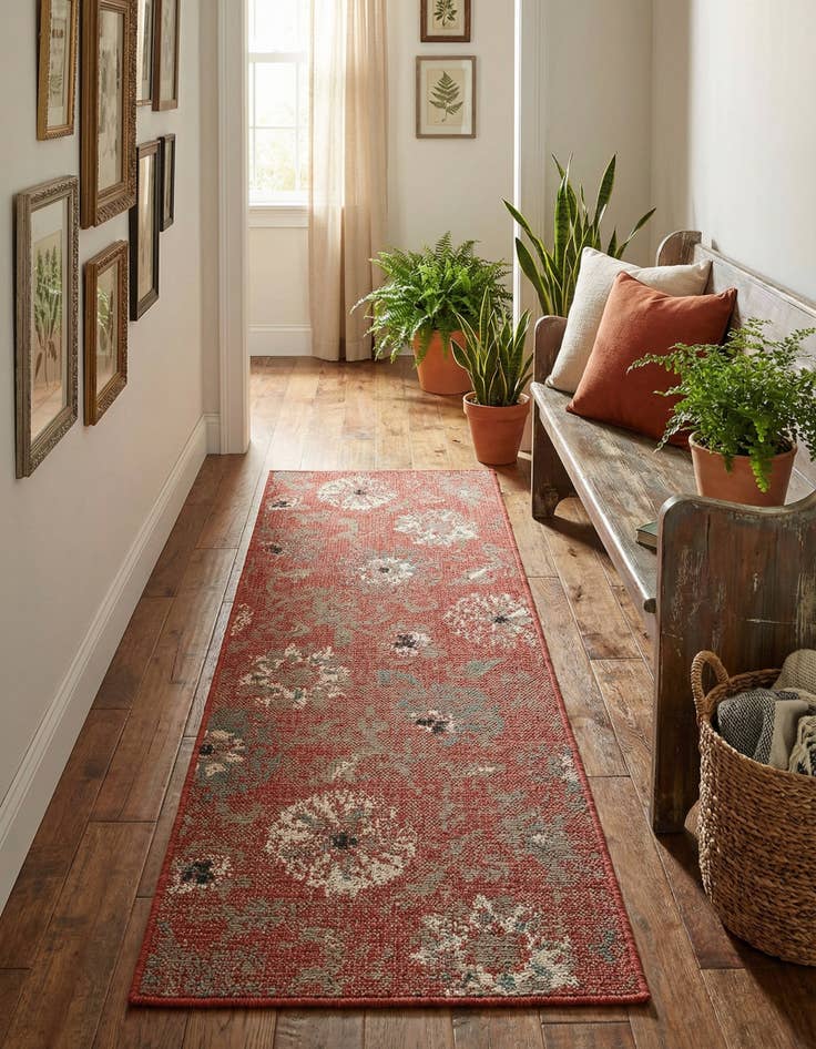 Detail image of 2' x 5' Easy-Clean Botanical Indoor / Outdoor Runner Rug