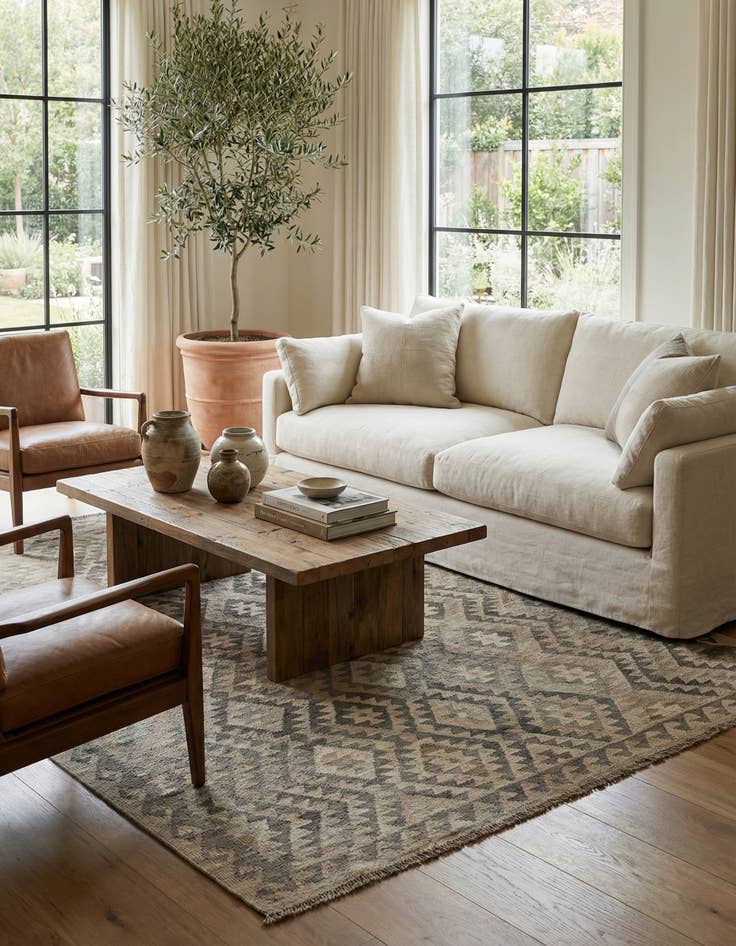 Detail image of 5' 3 x 6' 10  Hand Woven Kilim Maymana Wool Rug