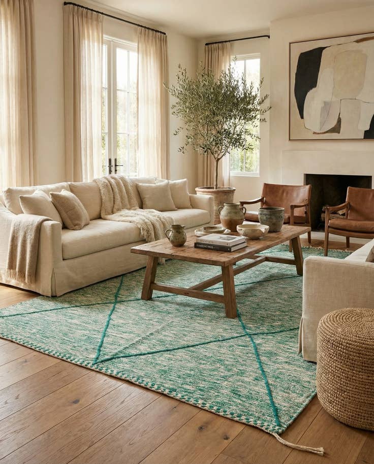 Detail image of 6' 6 x 9' 7 Hand Knotted Moroccan Wool Rug