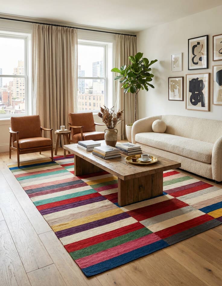 Detail image of  8' 2 x 9' 9  Hand Woven Kilim Modern Wool Rug