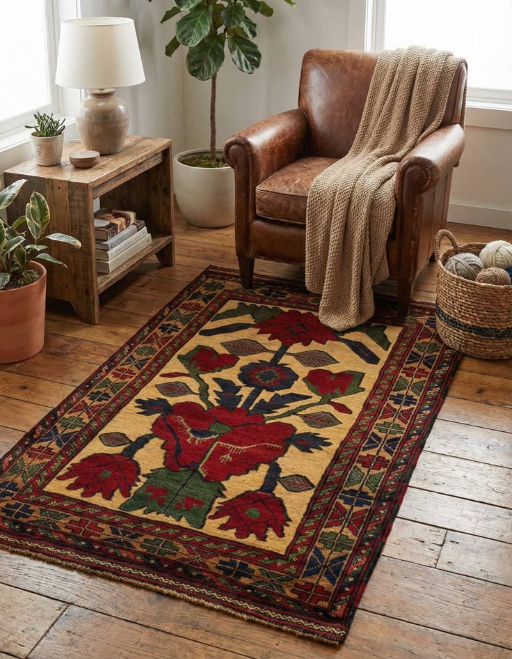 Detail image of  2' 10 x 4' 8  Hand Knotted Sumak Wool Rug