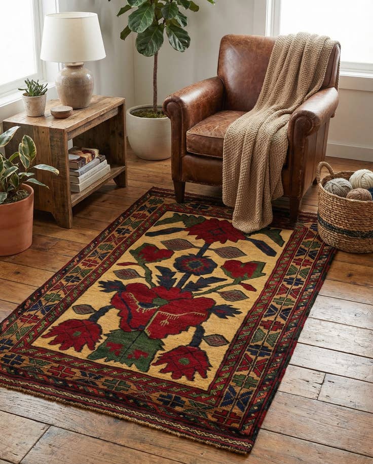 Detail image of 2' 10 x 4' 8 Hand Knotted Sumak Wool Rug