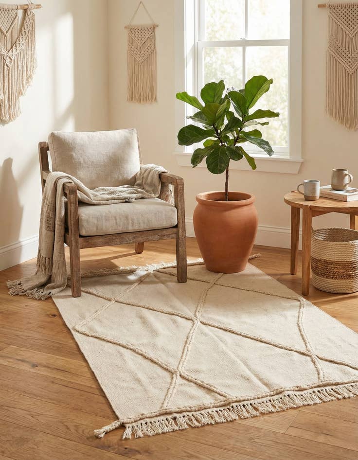 Detail image of 3' 4 x 5'  Hand Woven Moroccan Wool Rug