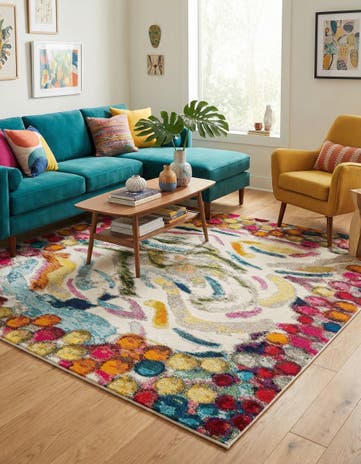 Washable Vivid Square Rug