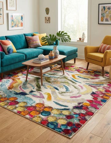 Washable Vivid Square Rug