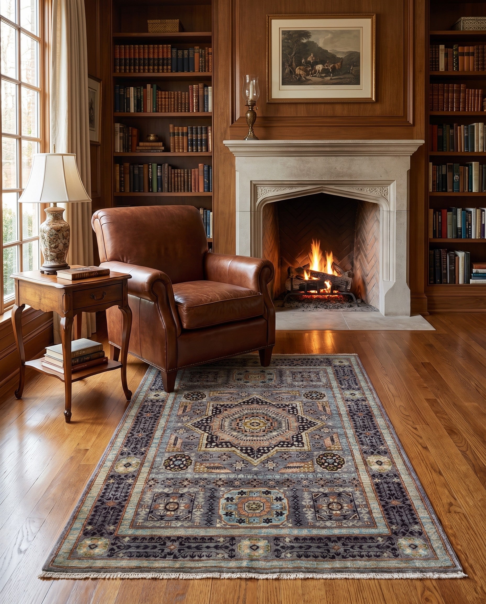 3' 5 x 4' 11 Hand Knotted Mamluk Ziegler Rug