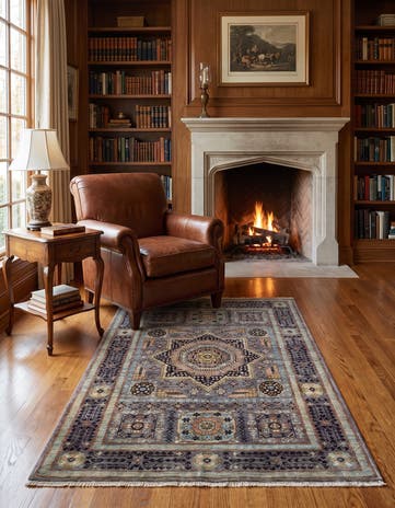3' 5 x 4' 11 Hand Knotted Mamluk Ziegler Rug