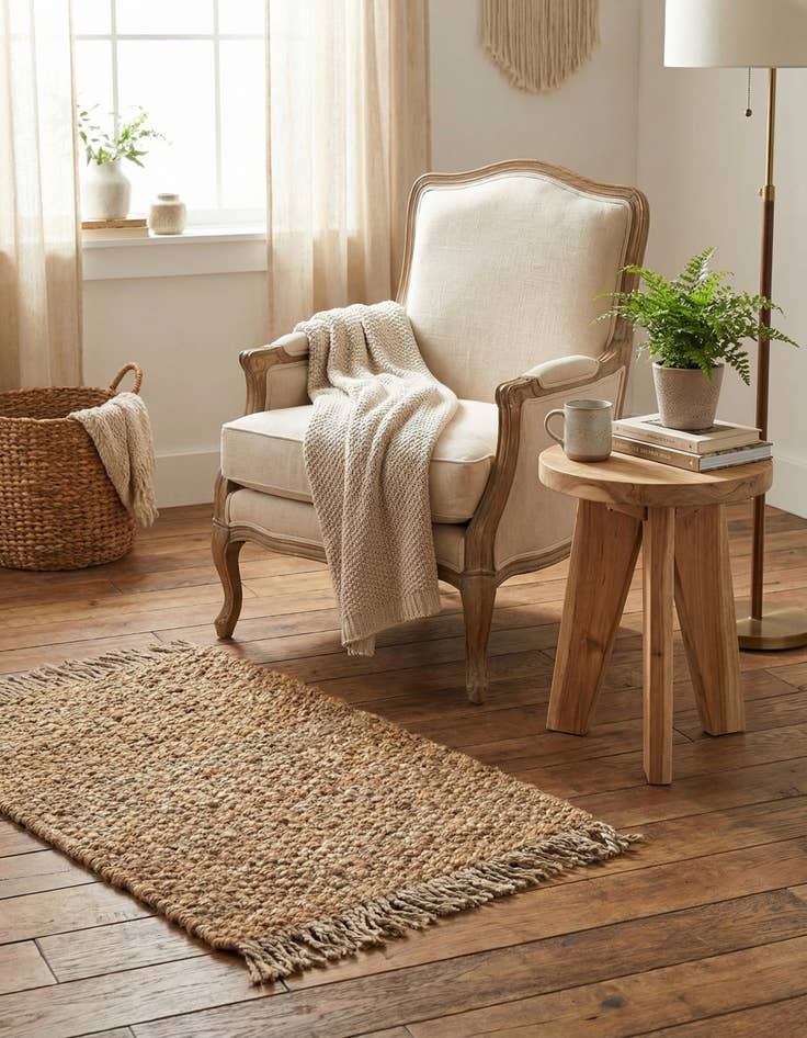 Detail image of  2' x 3' 1  Hand Woven Chunky Jute Rug