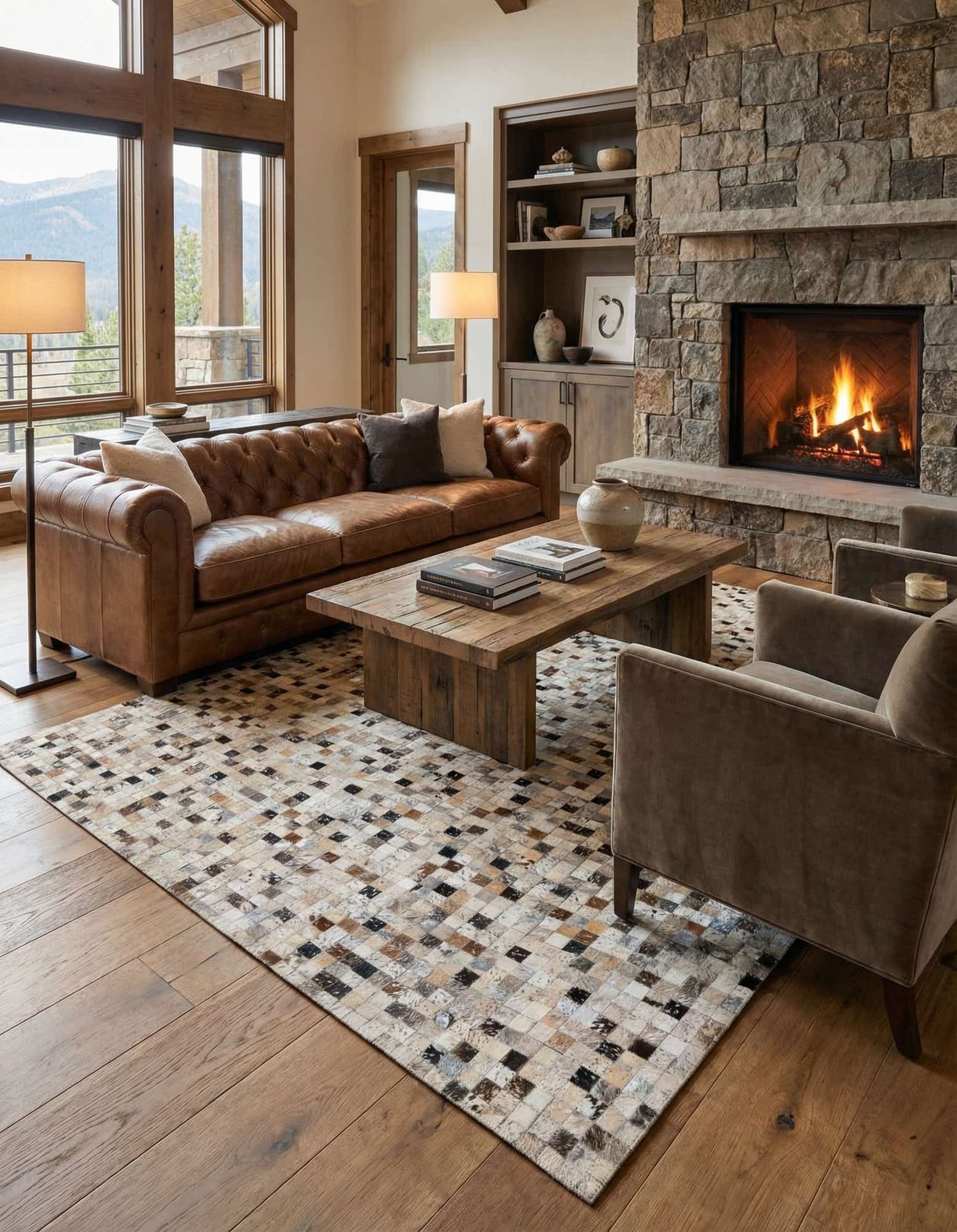 5' 3 x 7' 5 Cowhide Stocks Rug