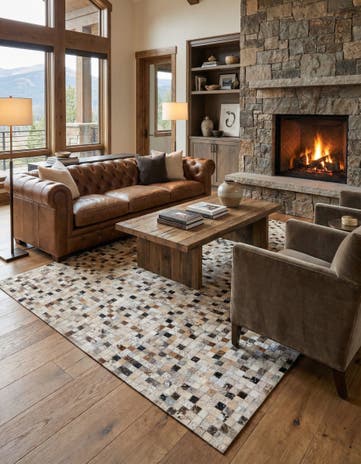 5' 3 x 7' 5 Cowhide Stocks Rug